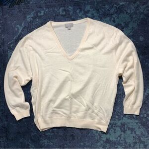 J Crew cashmere oversized v-neck, women's medium, heather muslin